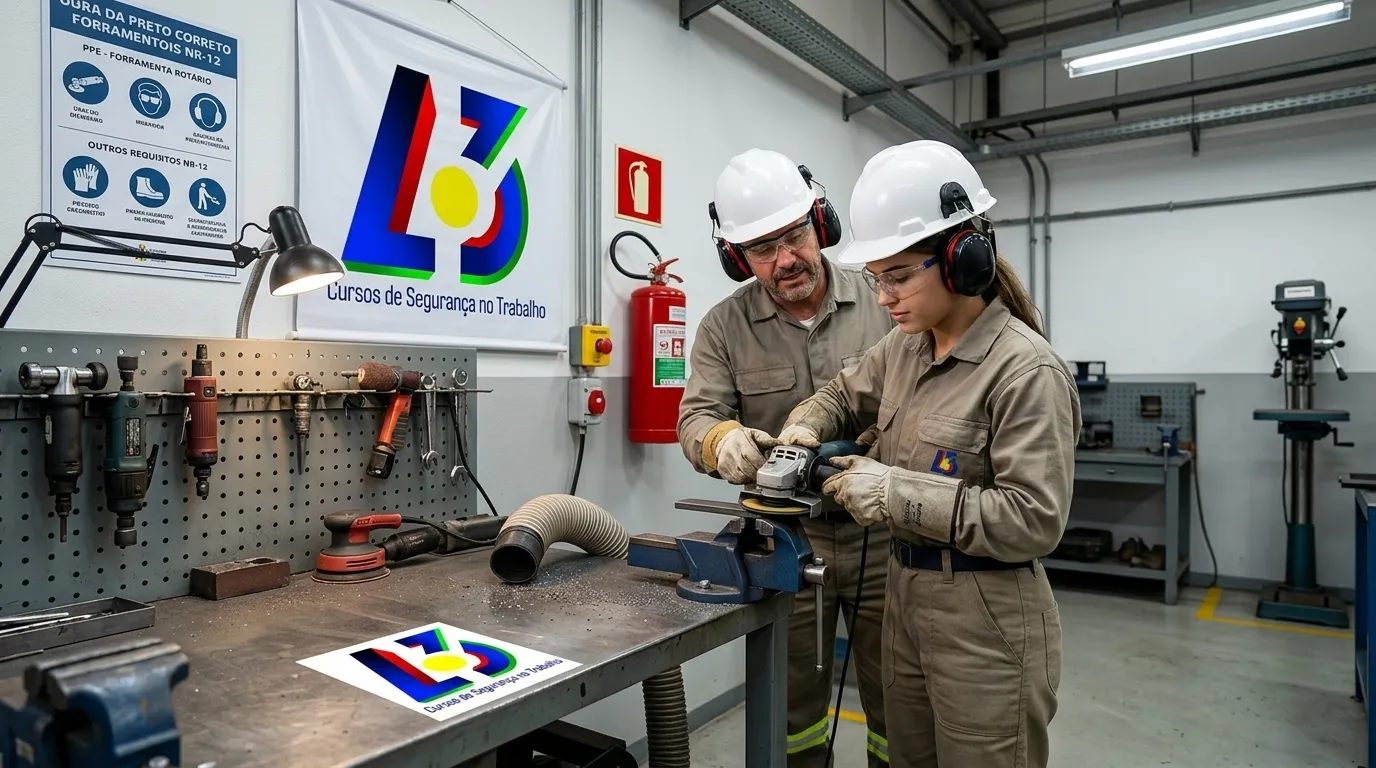 Procedimentos seguros e EPIs para ferramentas rotativas